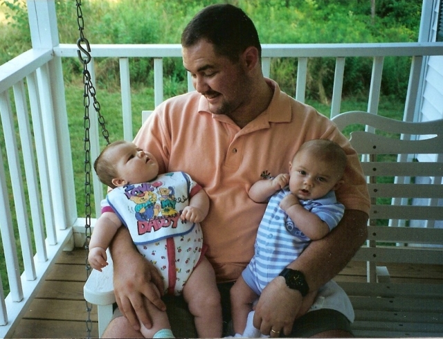 Daddy the new born twins Feb 2000